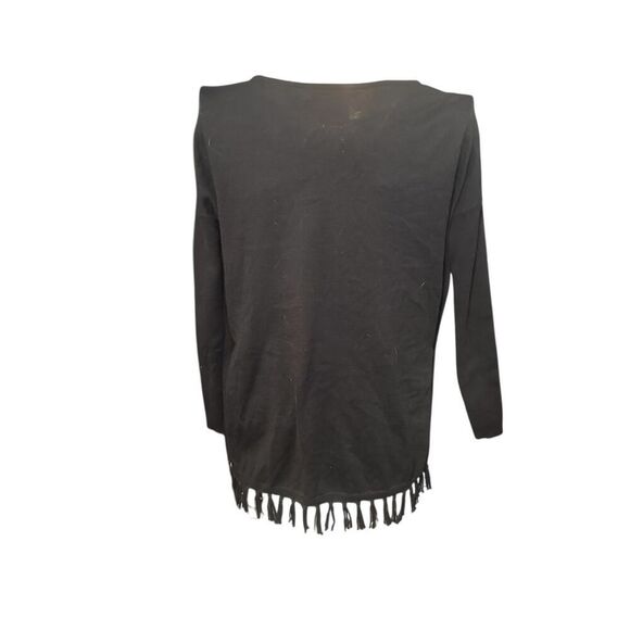 Beautiful Lilly Pulitzer Ramona Fringe Sweater Black Gold Buttons Cotton Blend S - Picture 10 of 16